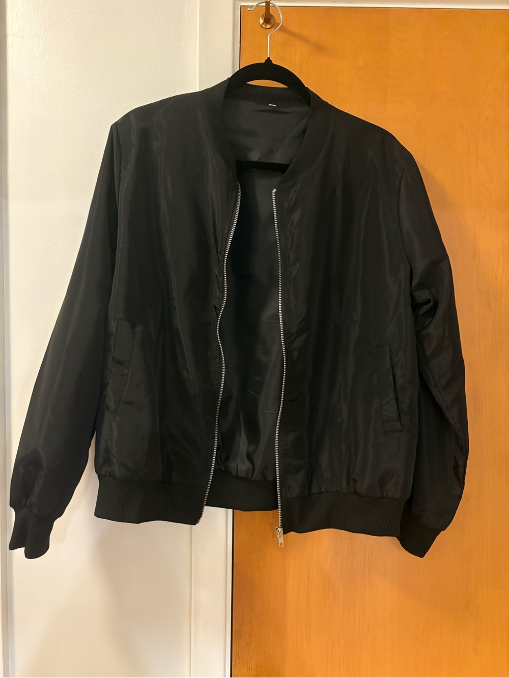 Black Nylon Bomber Jacket - Women’s XL